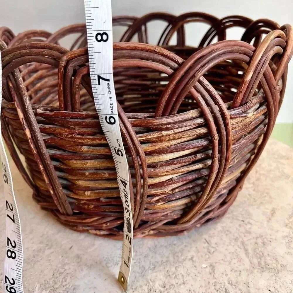 Handmade Wooden Sticks Twigs Round Basket Brown Woven 8 x 12‎ Inches